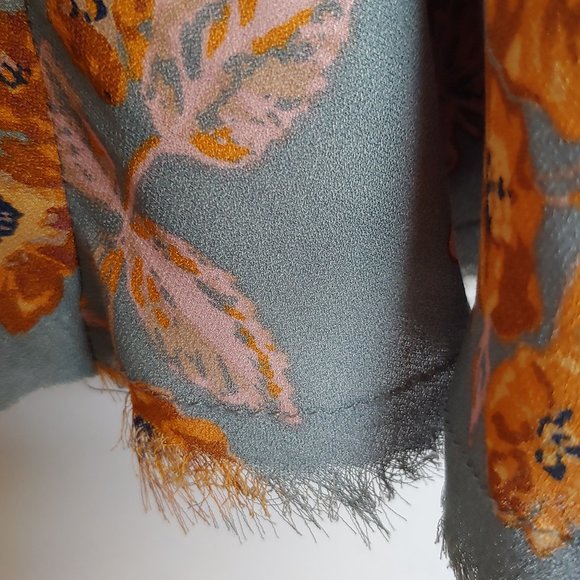 Free People oversized boho flowy top Size XS seafoam with pink & orange floral - Picture 12 of 14